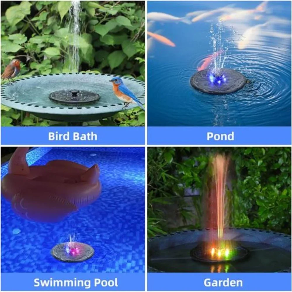 Solar Powered Fountain 4W BirdBath Fountains Pump Upgraded Glass Panel Fountains